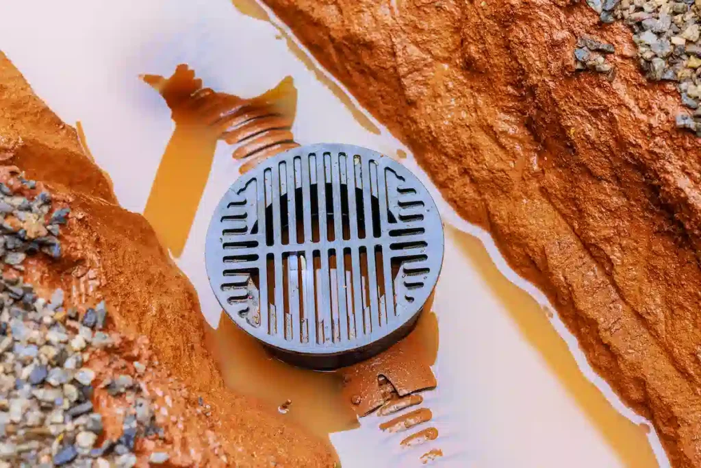 Drainage System on Rock Bed with Water
